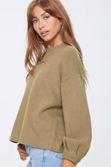 Ribbed Drop-Sleeve Sweater