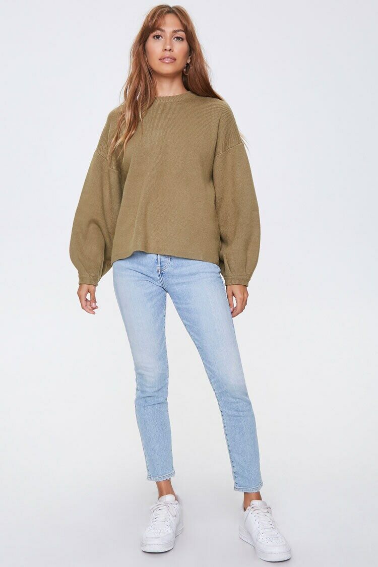 Ribbed Drop-Sleeve Sweater