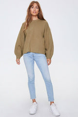 Ribbed Drop-Sleeve Sweater