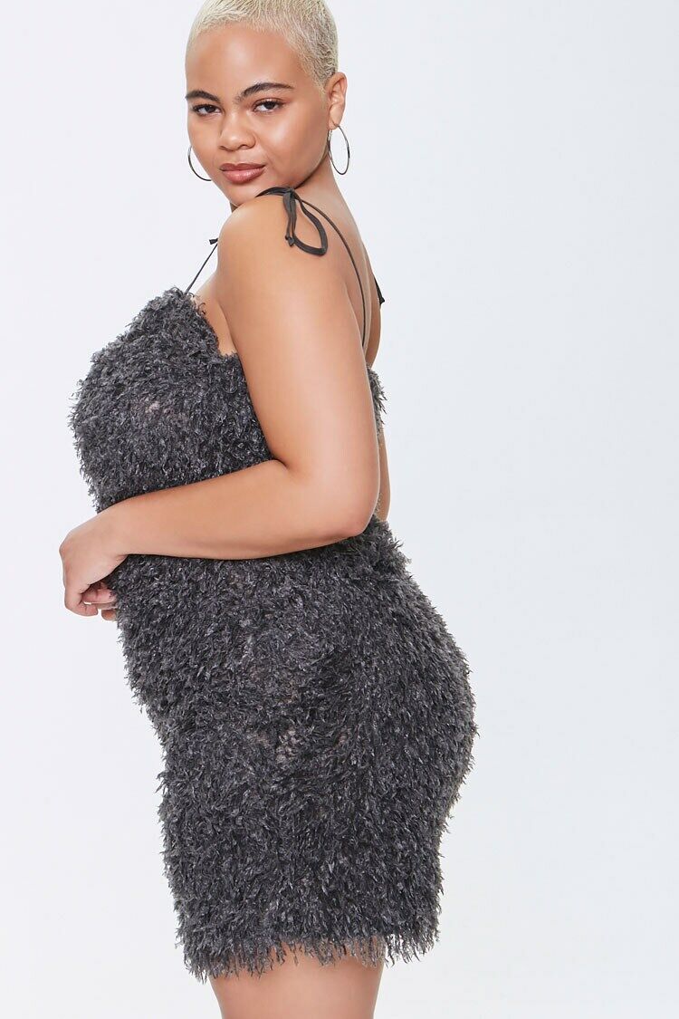 Plus Size Feathered Cami Mini Dress