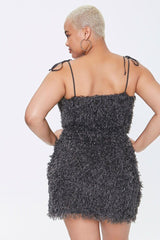 Plus Size Feathered Cami Mini Dress