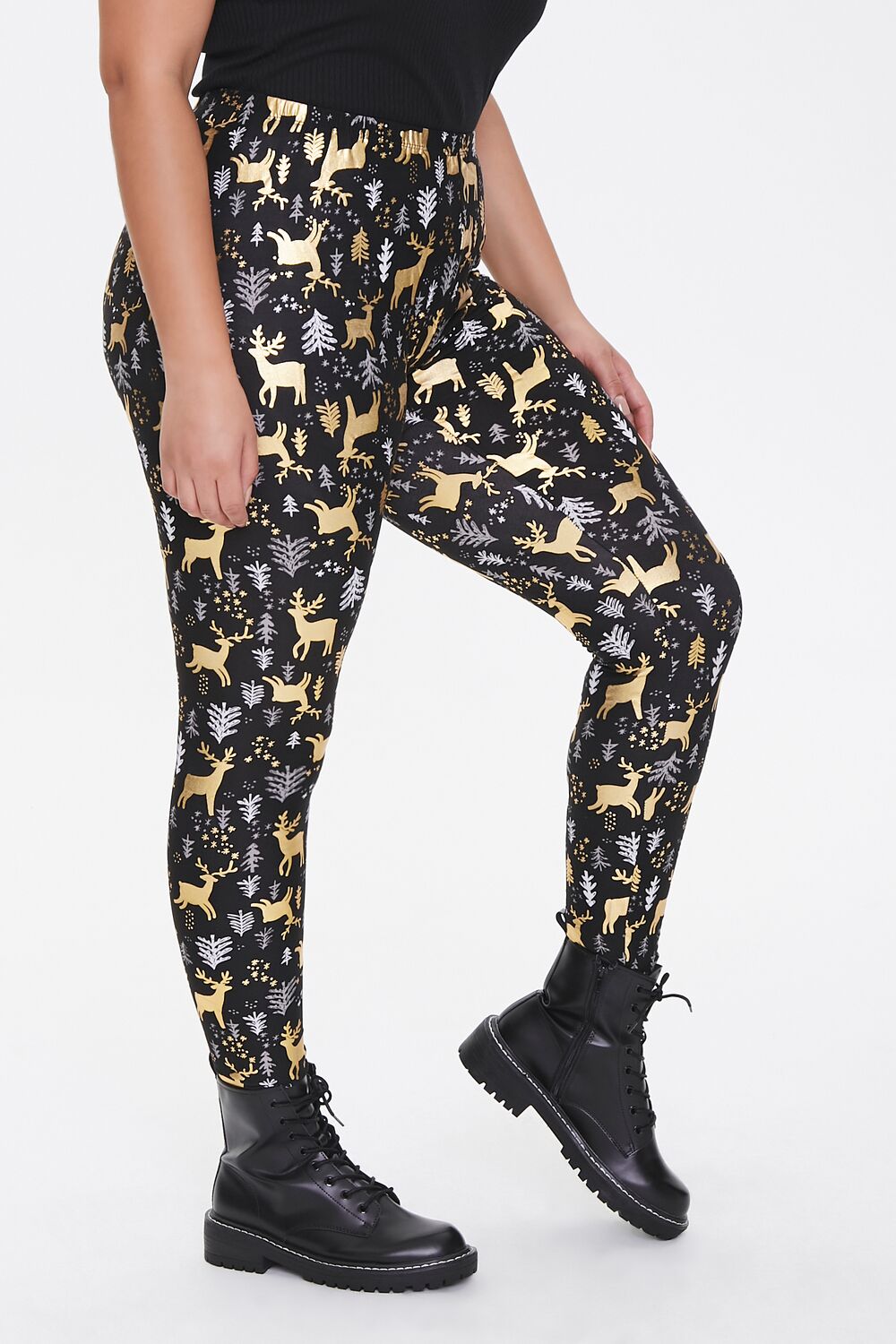Plus Size Reindeer Print Leggings