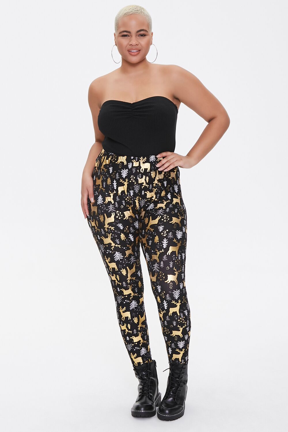 Plus Size Reindeer Print Leggings