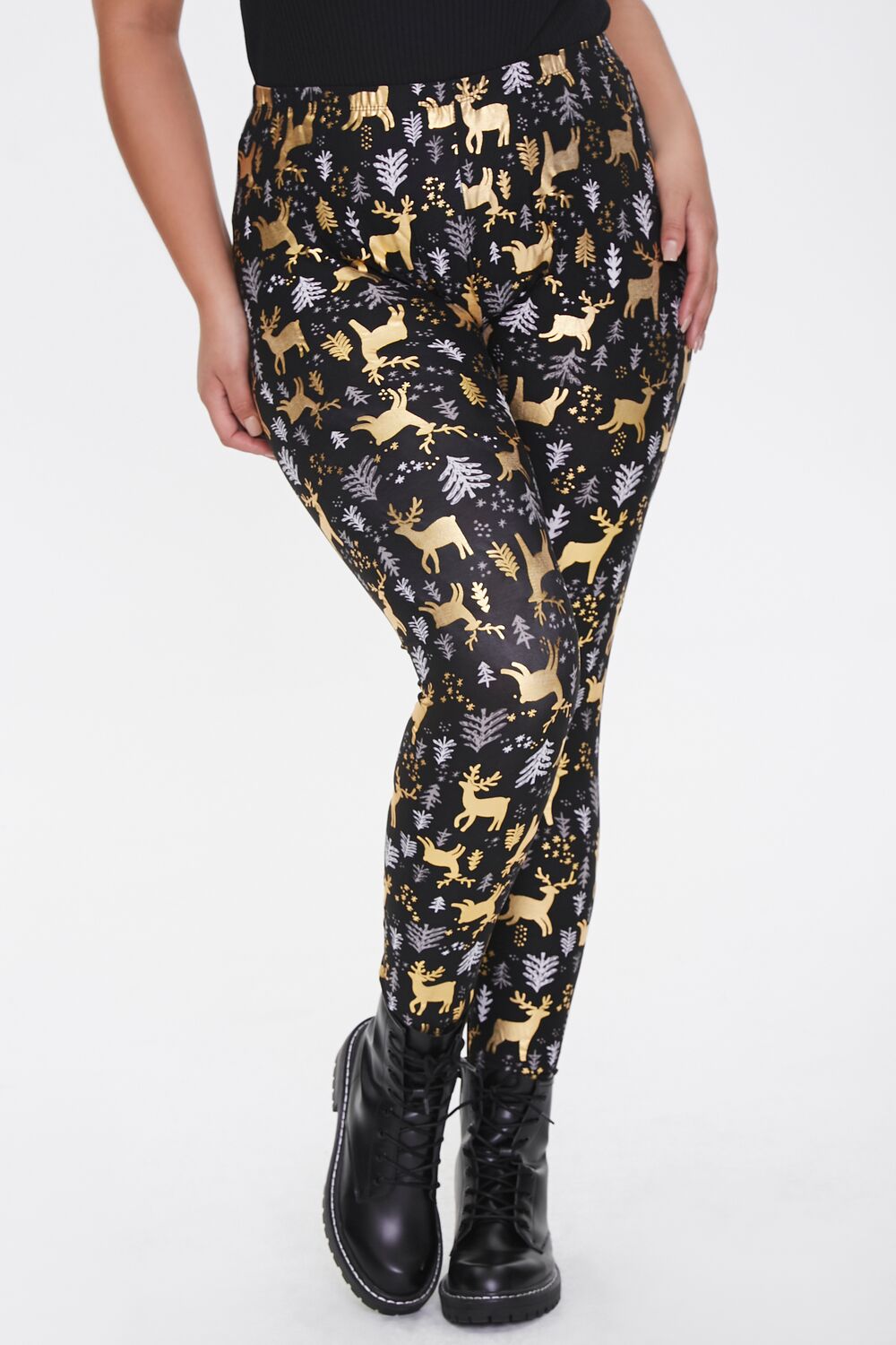 Plus Size Reindeer Print Leggings