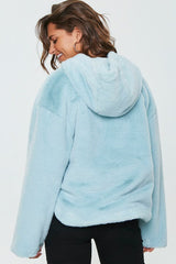 Plush Faux Fur Zip-Up Hoodie
