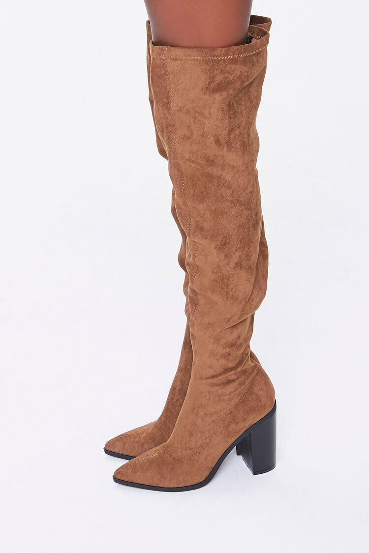 Faux Suede Block Heel Boots