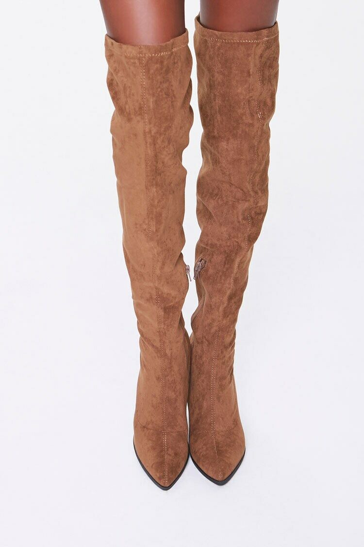 Faux Suede Block Heel Boots