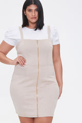 Plus Size Zippered Pinafore Dress