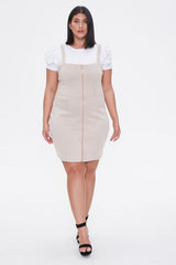 Plus Size Zippered Pinafore Dress