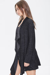 Heathered Draped-Front Robe