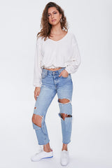 Waffle Knit Drop-Sleeve Top