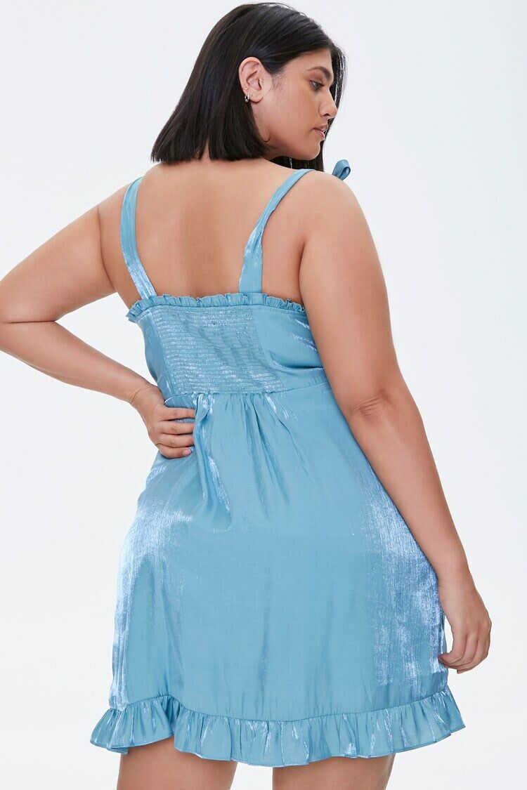 Plus Size Sheeny Self-Tie Mini Dress