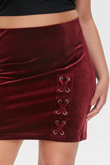 Plus Size Velvet Skort