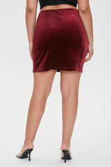 Plus Size Velvet Skort