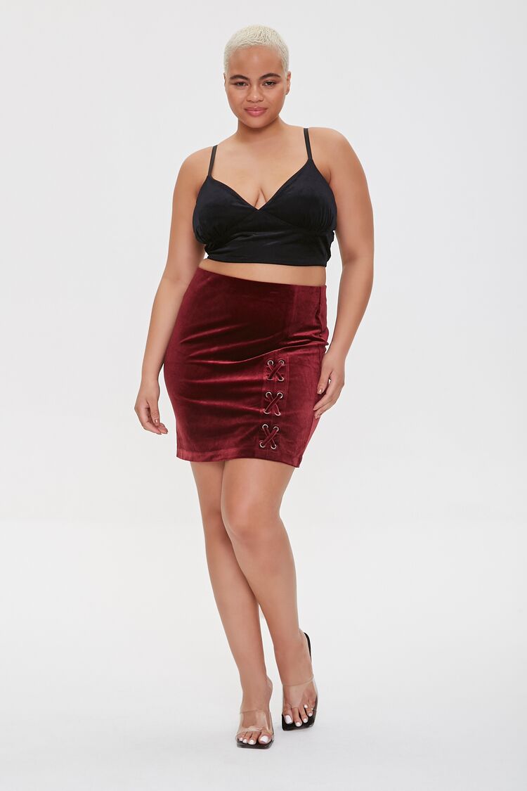 Plus Size Velvet Skort