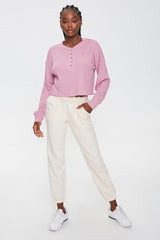 Waffle Knit Henley Top
