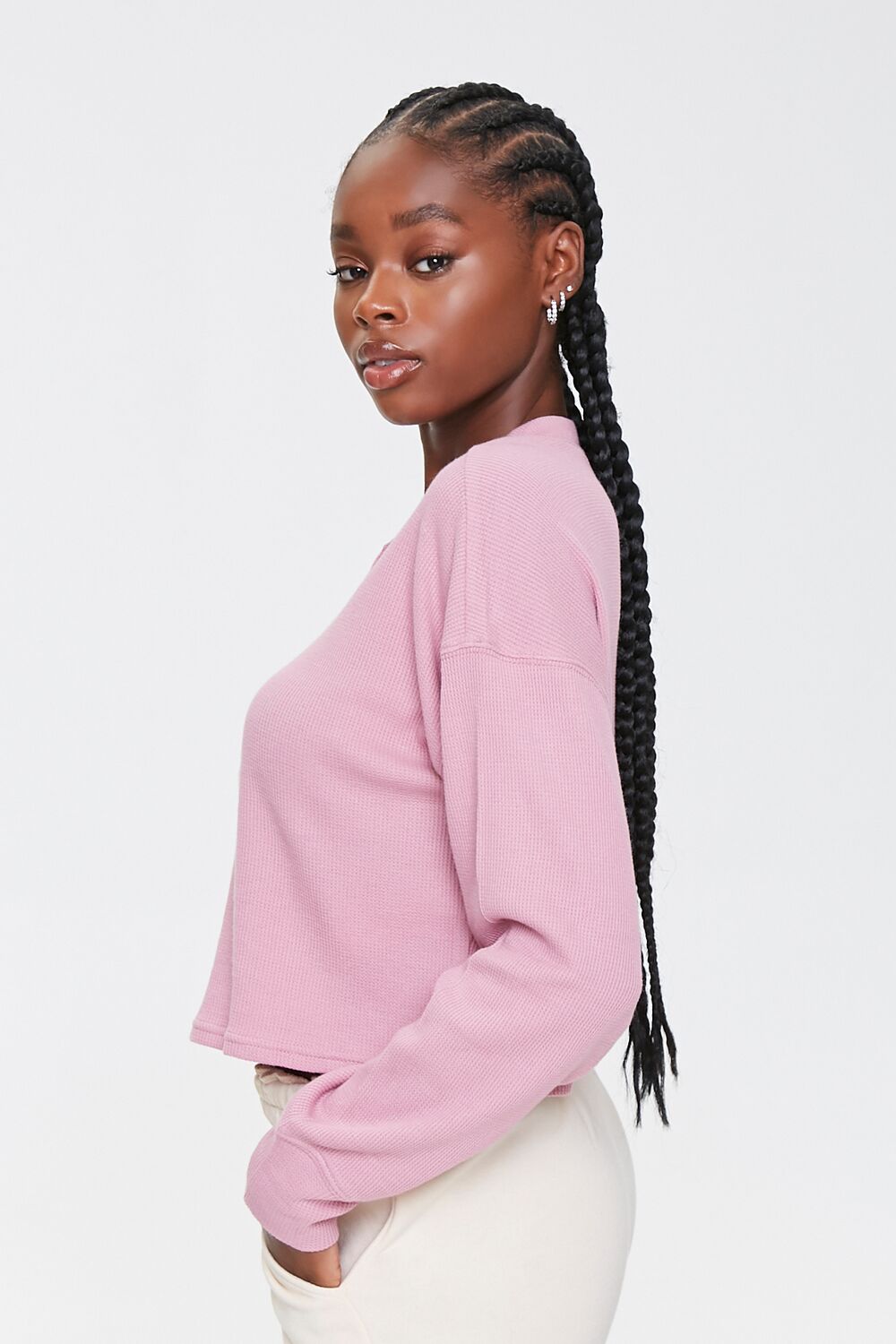 Waffle Knit Henley Top