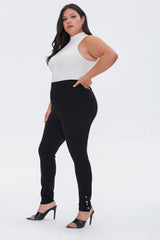 Plus Size Button Leggings