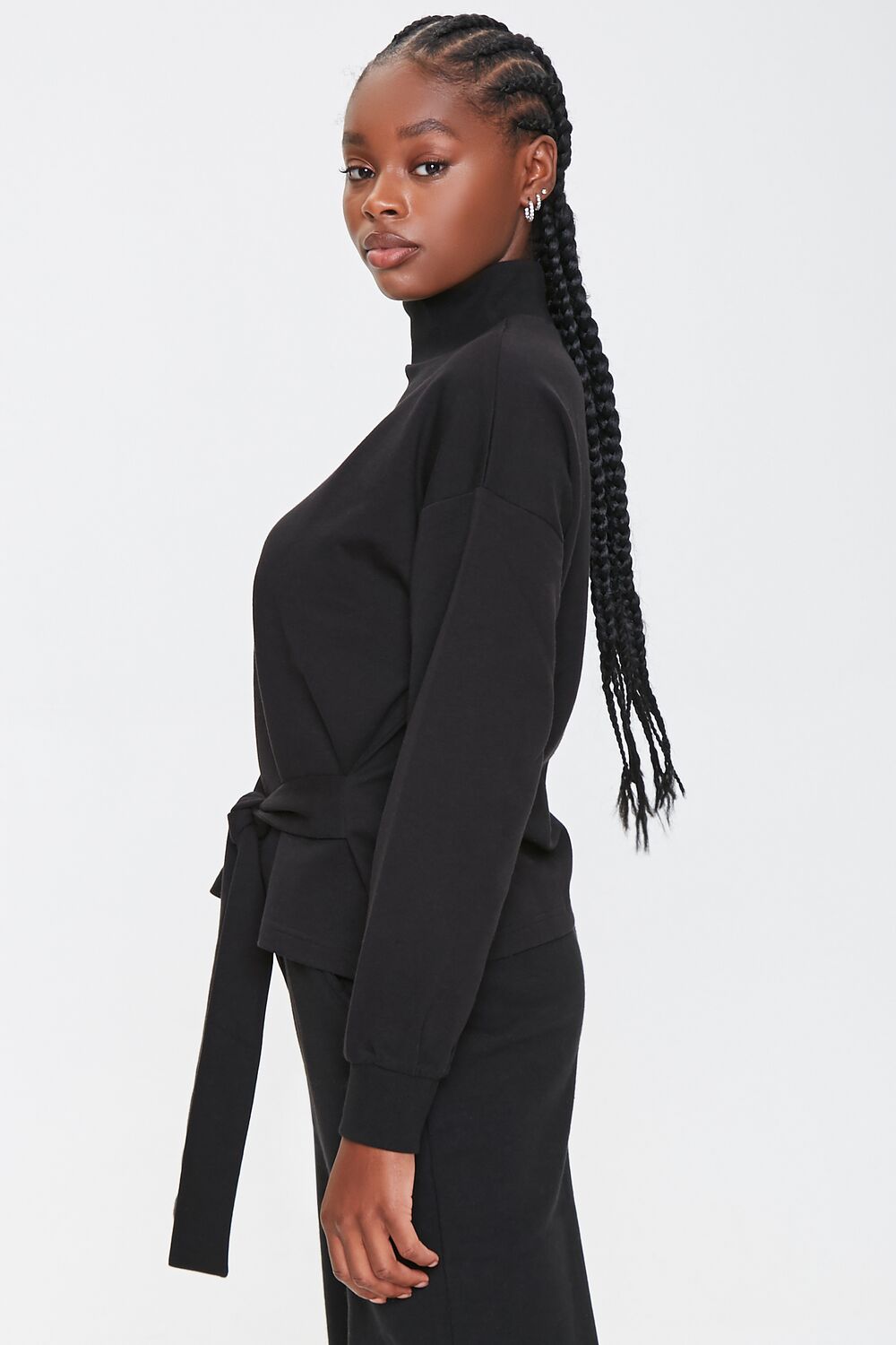 Tie-Waist Mock Neck Top