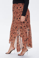 Plus Size Spotted Maxi Skirt