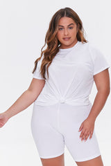 Plus Size Basic Cotton Biker Shorts