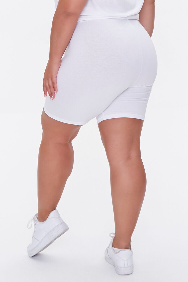 Plus Size Basic Cotton Biker Shorts