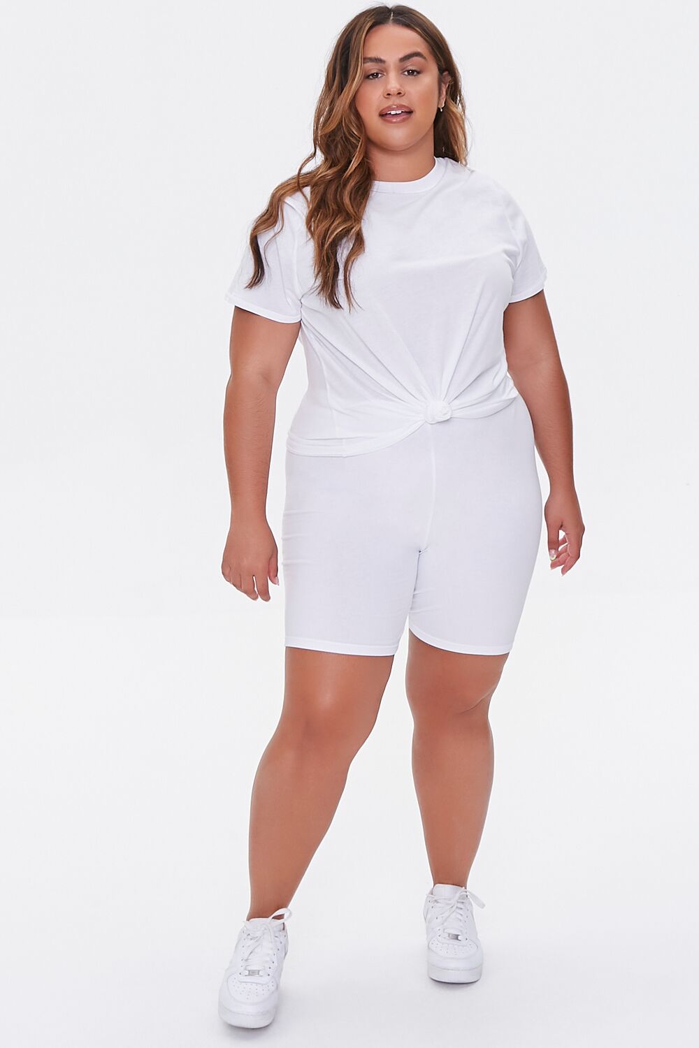 Plus Size Basic Cotton Biker Shorts