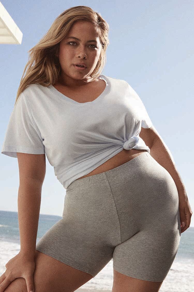 Plus Size Basic Cotton Biker Shorts