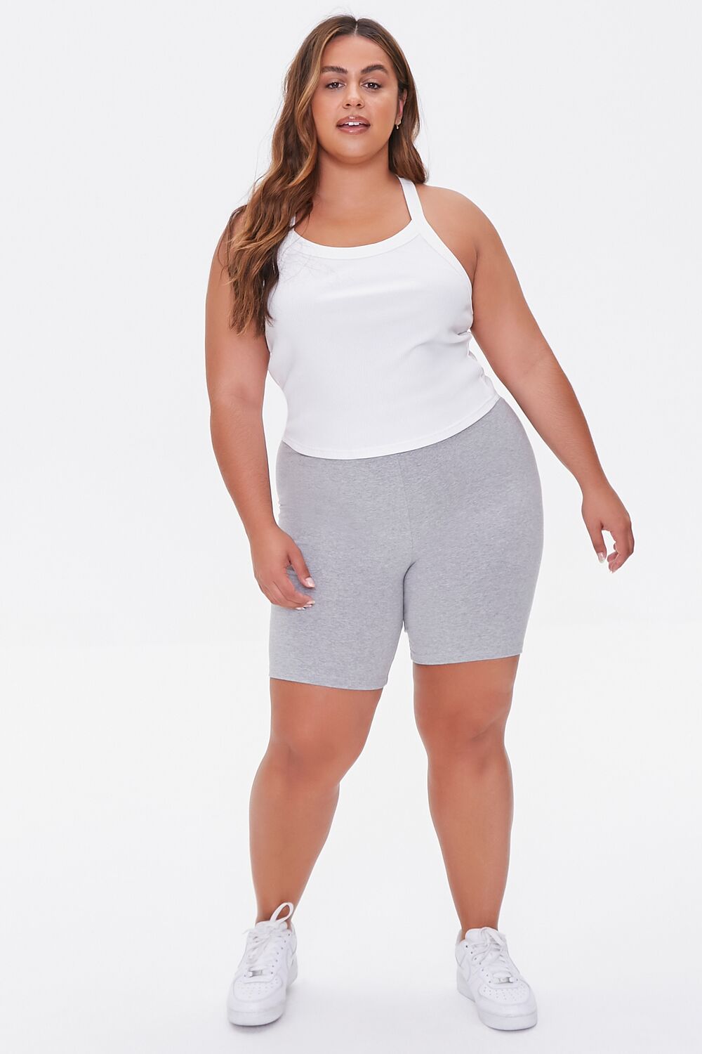 Plus Size Basic Cotton Biker Shorts