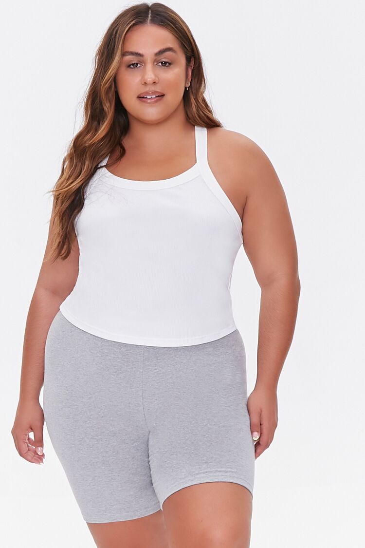 Plus Size Basic Cotton Biker Shorts