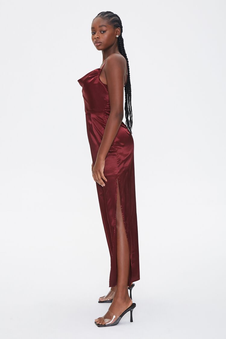 Satin Cowl Neck Maxi Dress