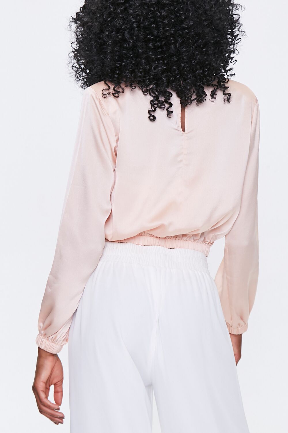 Satin Peasant-Sleeve Top