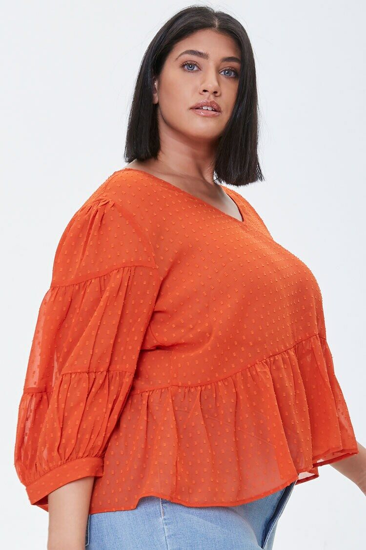 Plus Size Sheer Swiss Dot Top