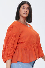 Plus Size Sheer Swiss Dot Top