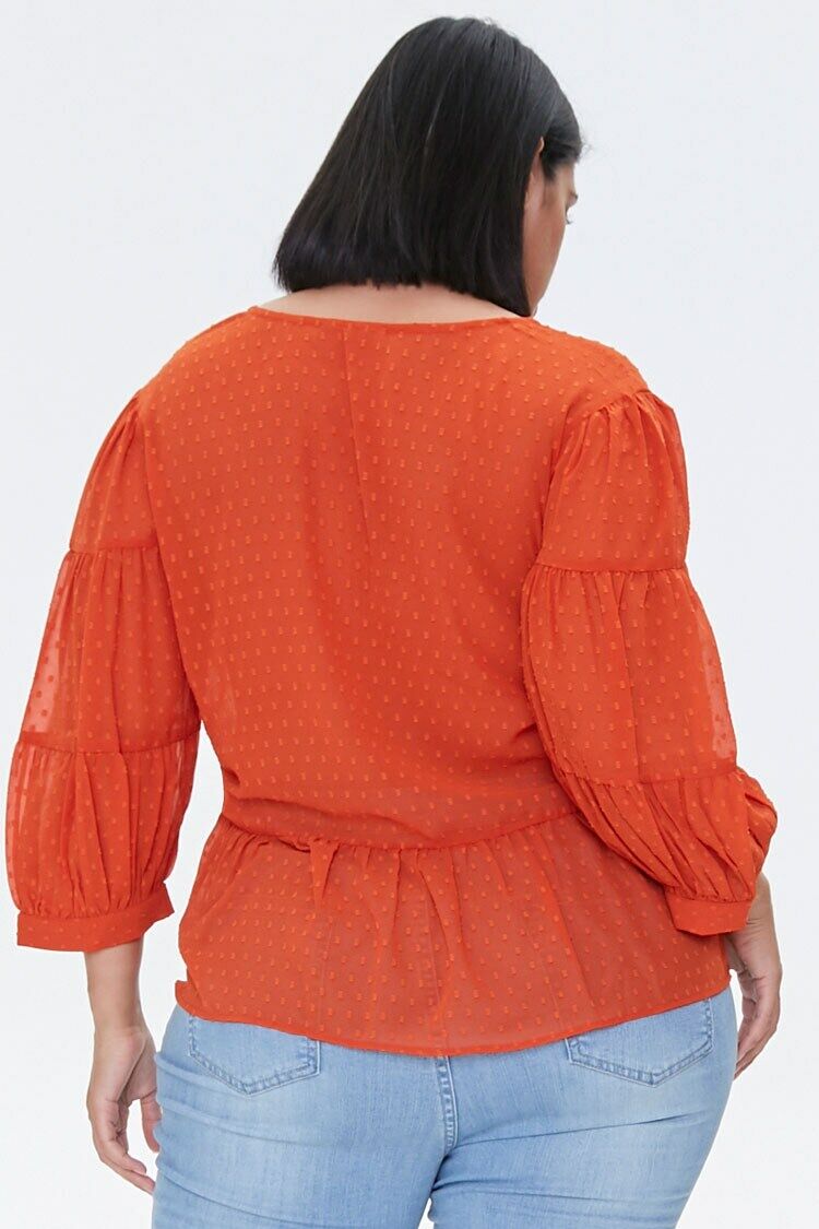 Plus Size Sheer Swiss Dot Top
