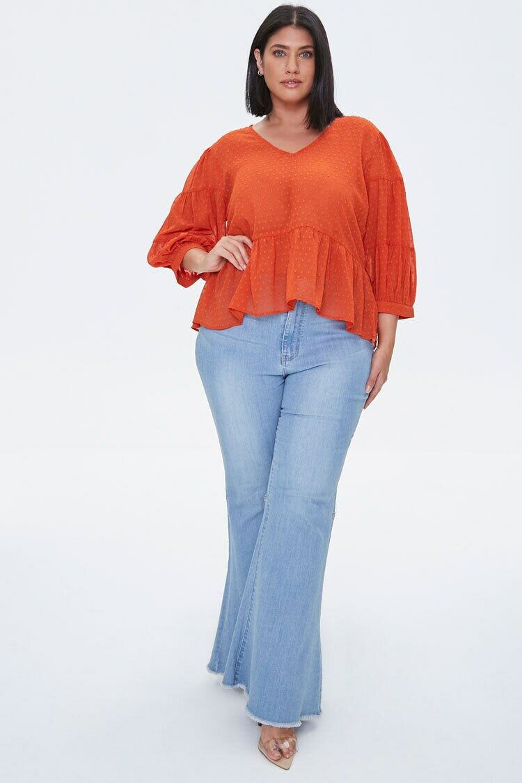 Plus Size Sheer Swiss Dot Top