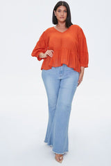 Plus Size Sheer Swiss Dot Top