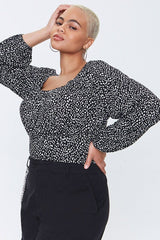 Plus Size Spotted Print Top
