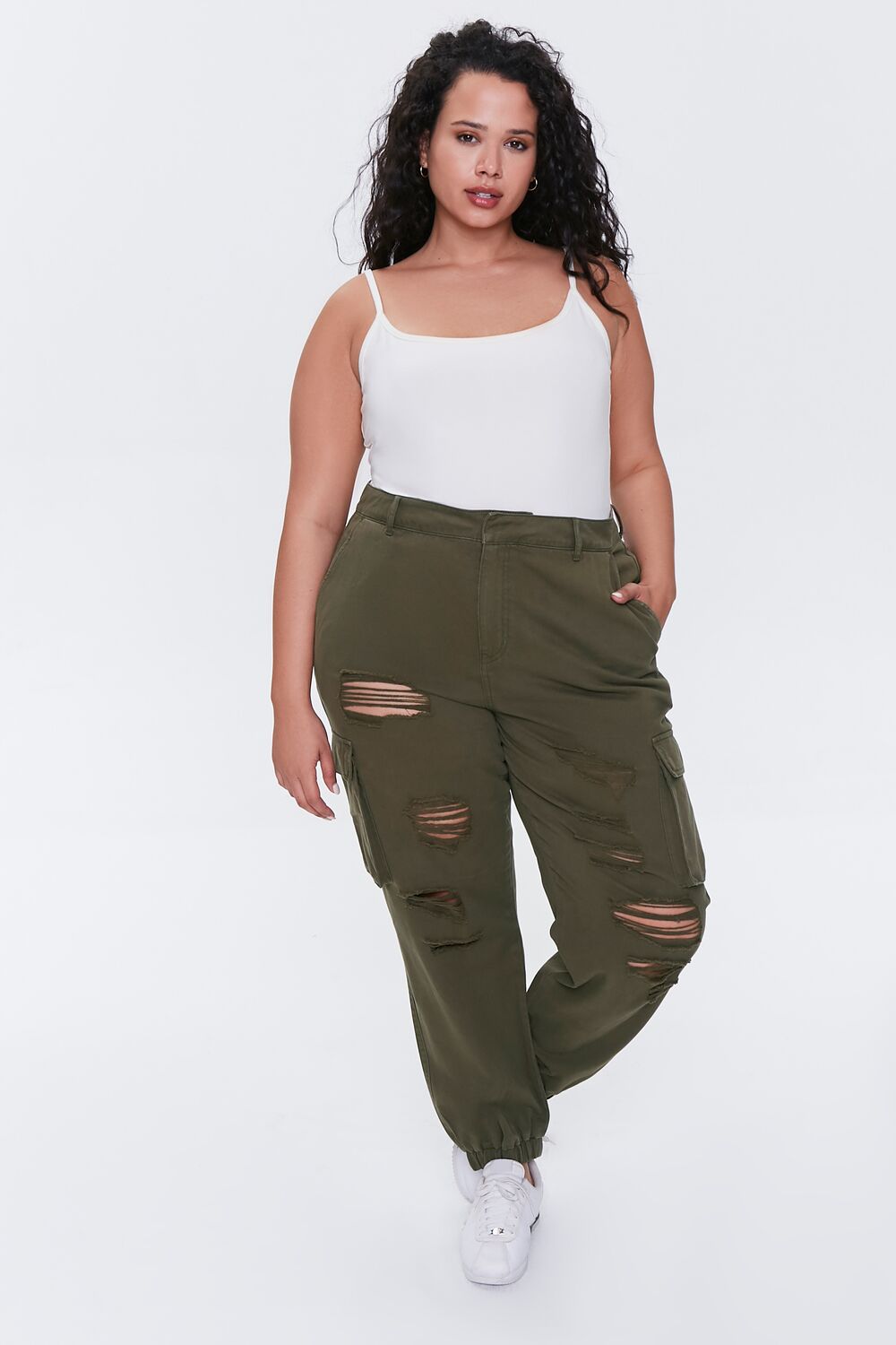 Plus Size Distressed Joggers