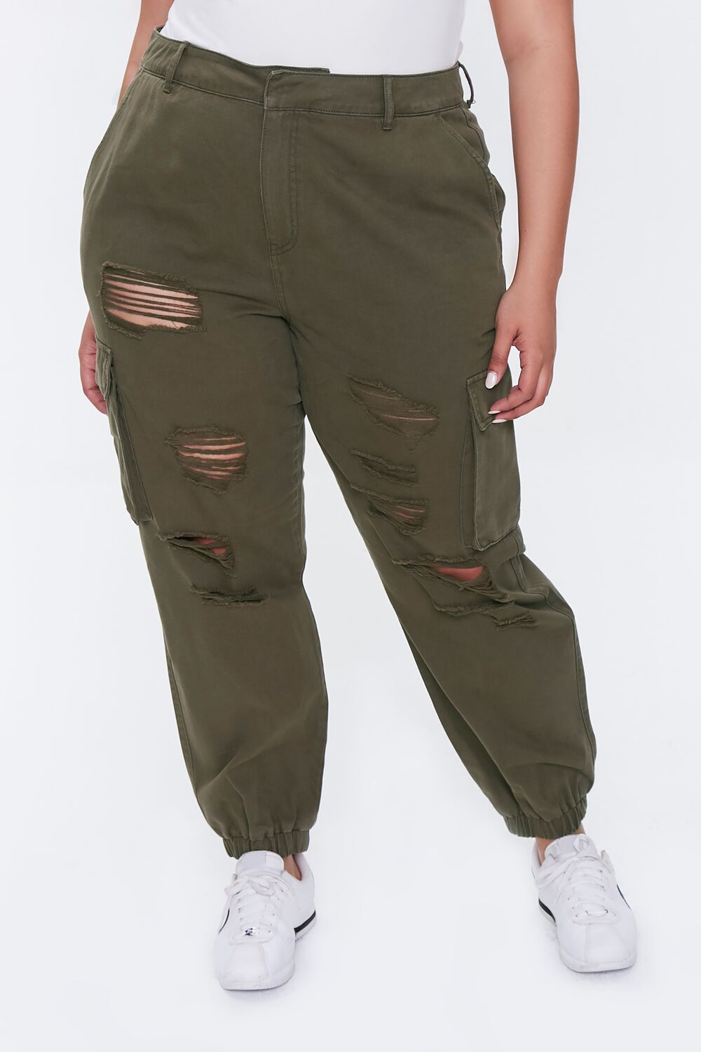 Plus Size Distressed Joggers