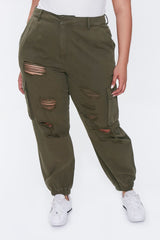 Plus Size Distressed Joggers