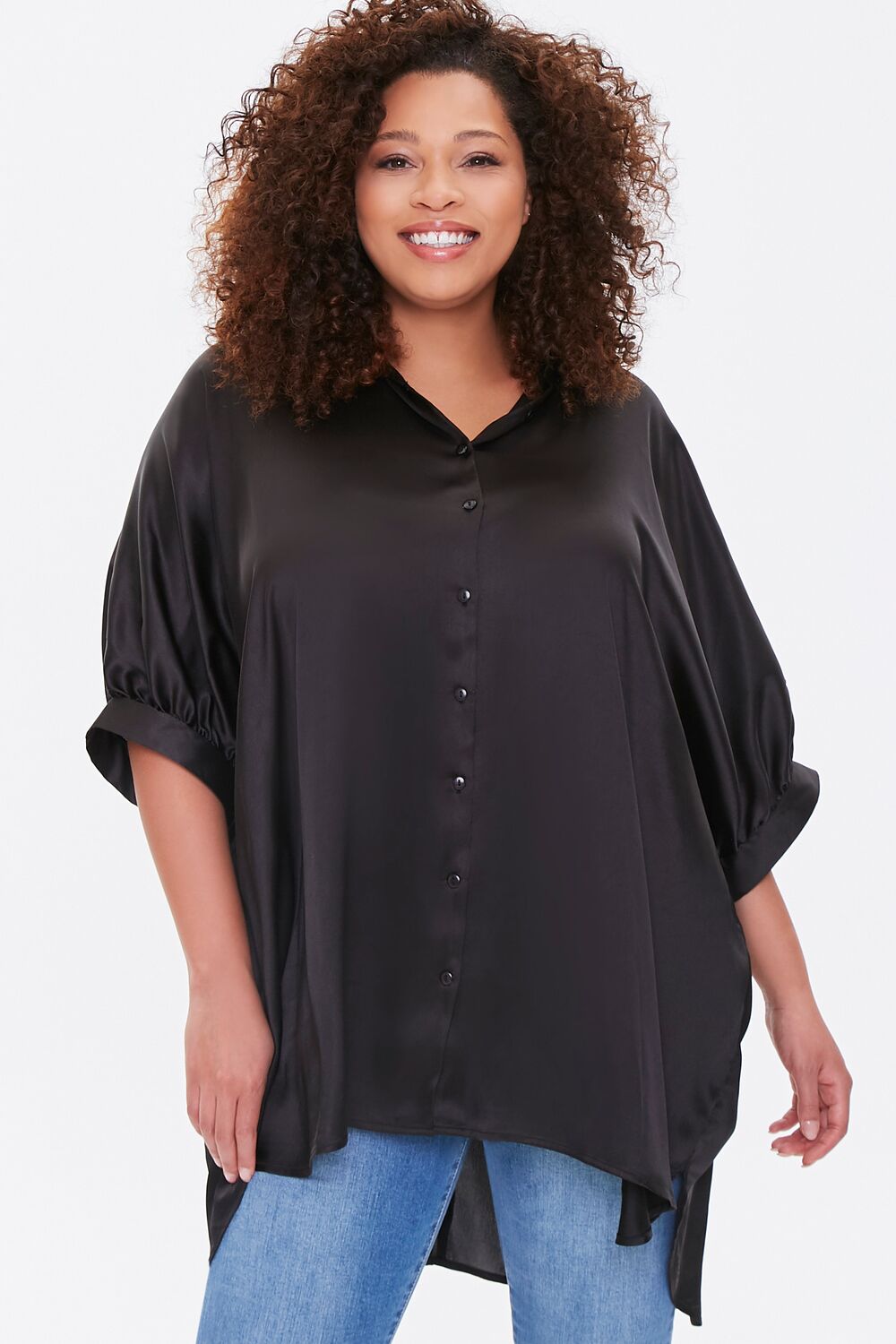 Plus Size High-Low Satin Tunic