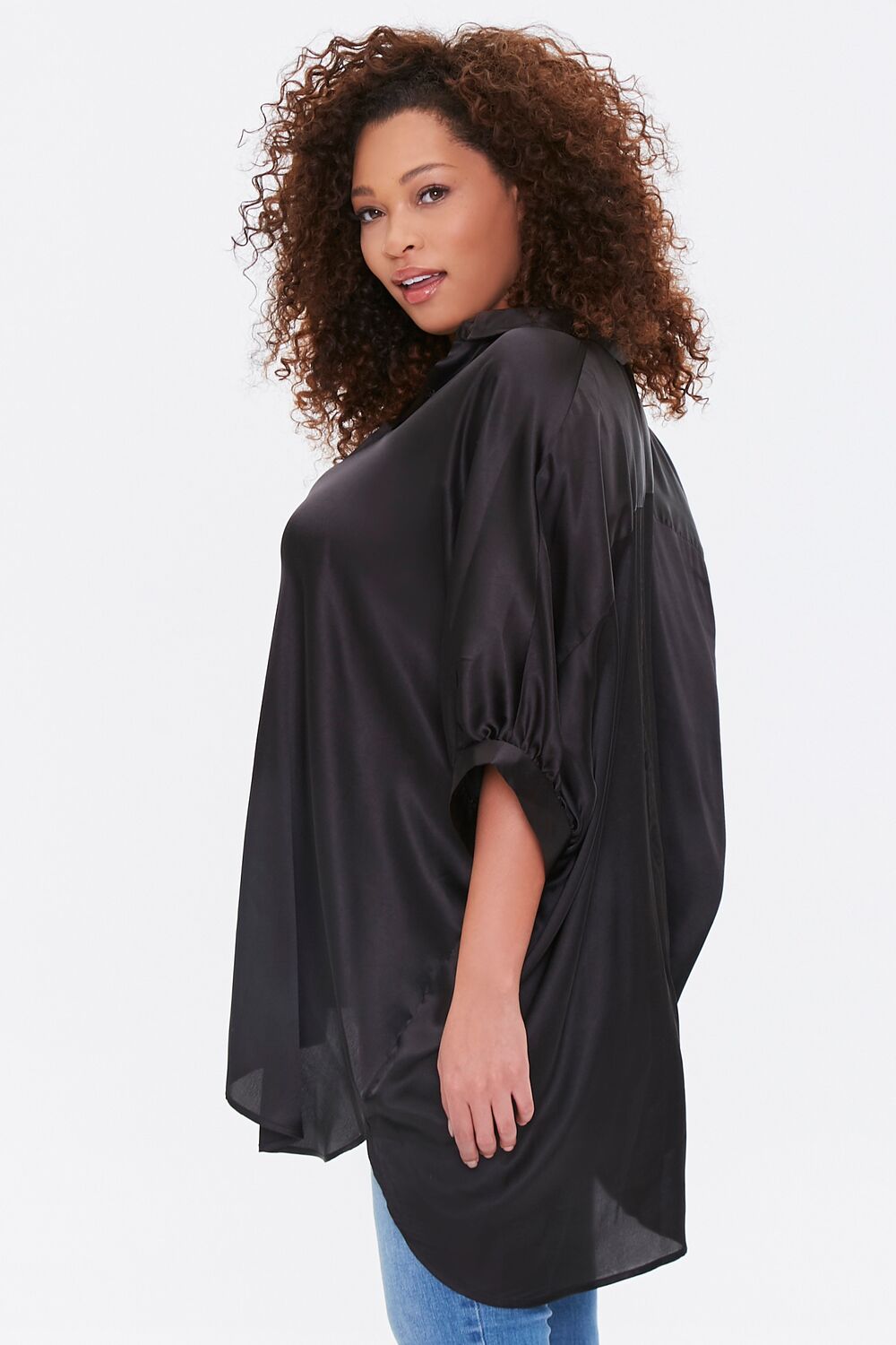 Plus Size High-Low Satin Tunic
