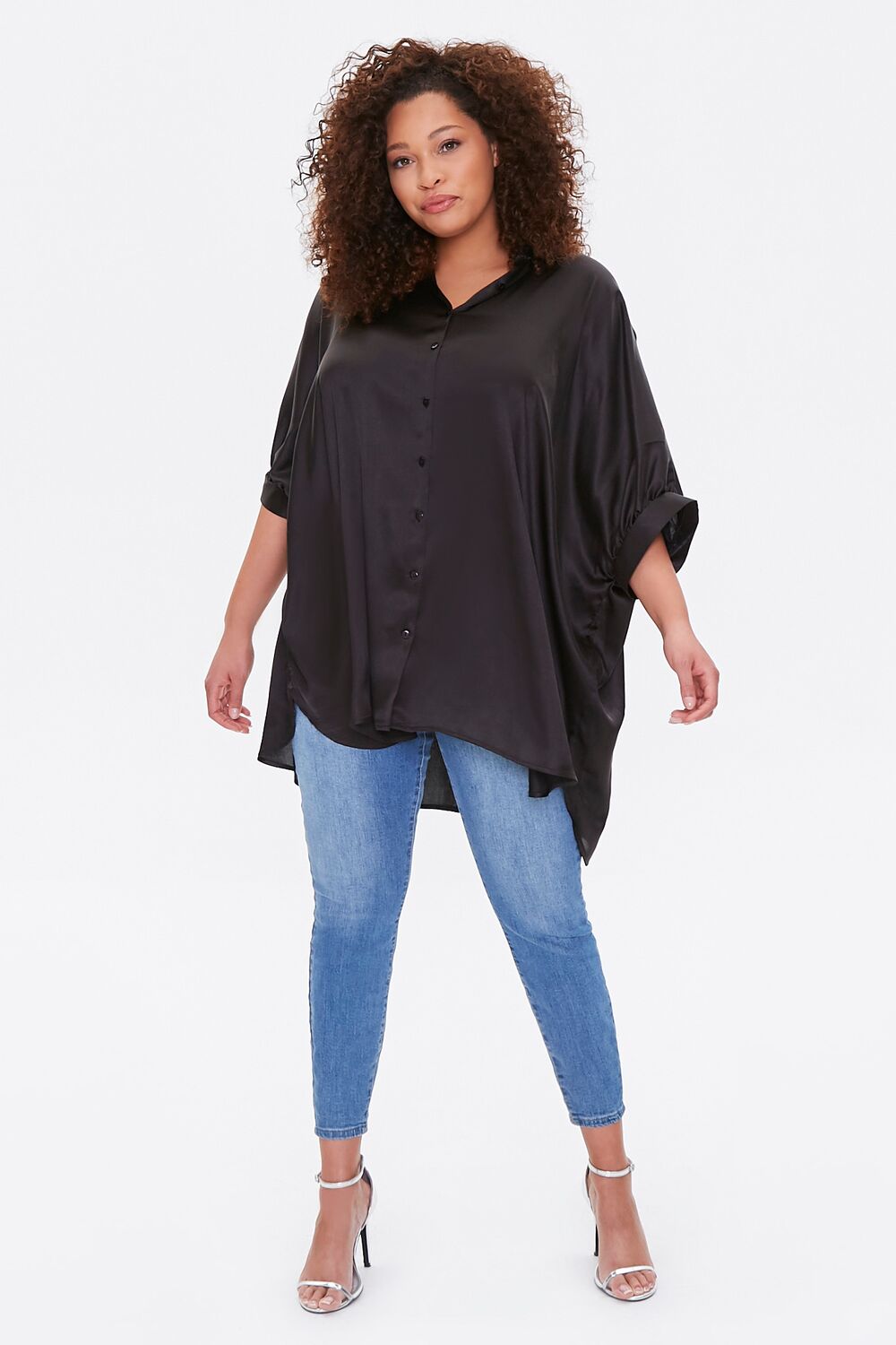 Plus Size High-Low Satin Tunic