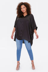 Plus Size High-Low Satin Tunic