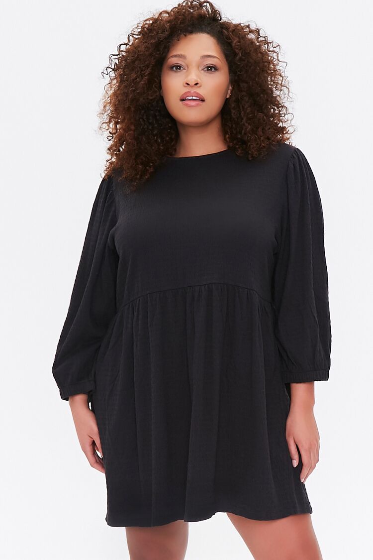 Plus Size Textured Mini Dress
