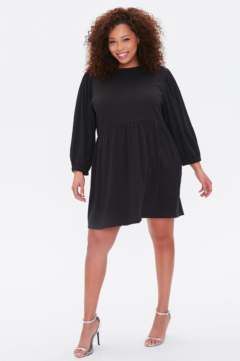 Plus Size Textured Mini Dress
