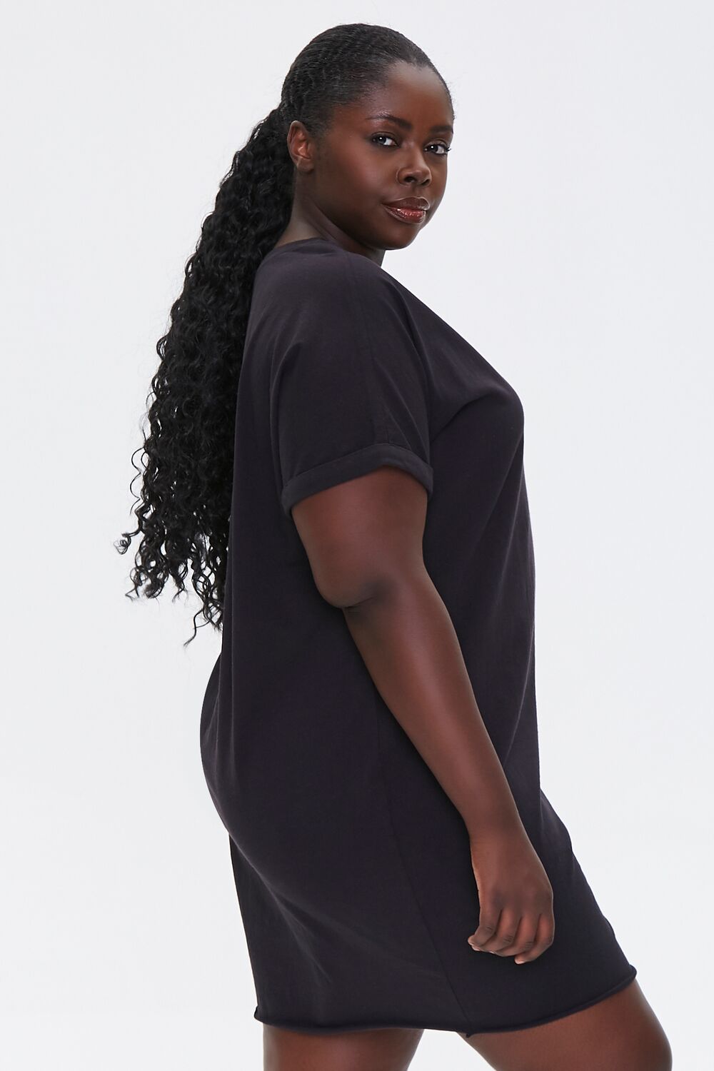 Plus Size Cuffed T-Shirt Dress