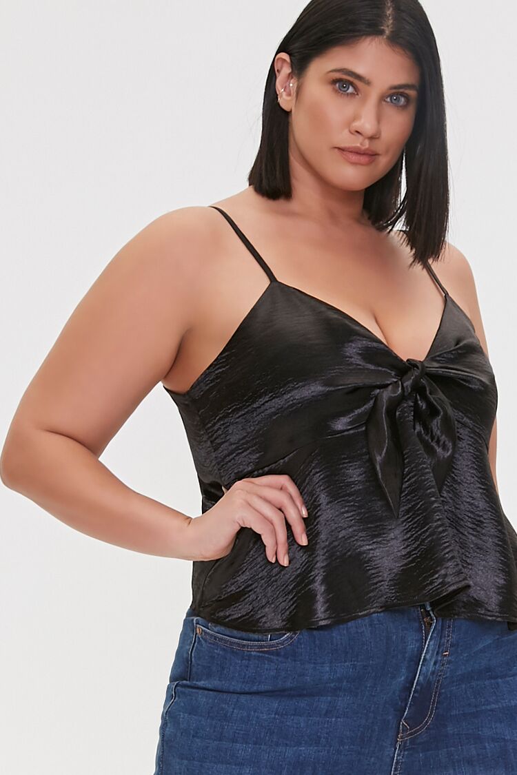 Plus Size Satin Flounce Cami