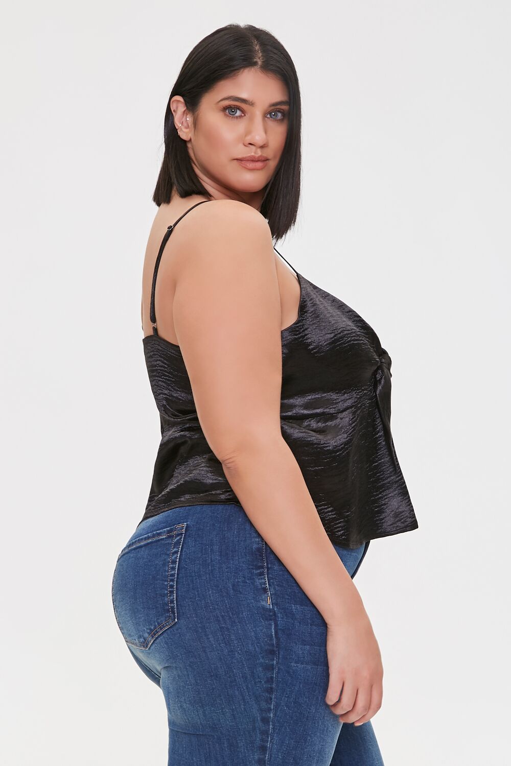 Plus Size Satin Flounce Cami